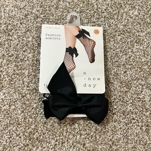 a new day Black Fishnet Anklets with Bow